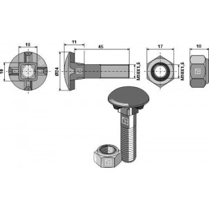 Болты плуга M10x1,5