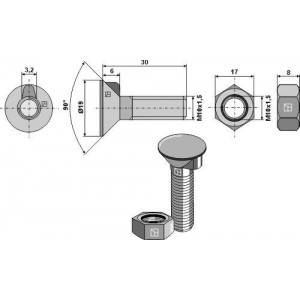 Болты плуга M10x1,5