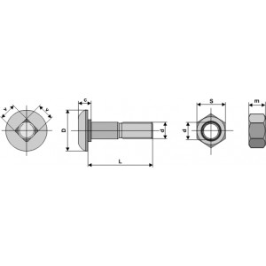 Болты корпуса с шестигранной гайкой