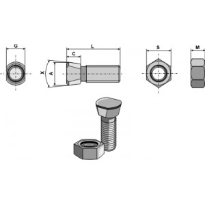 Болты лемеха M14x2