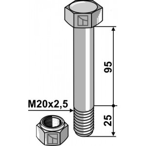 Болт со стопорной гайкой - M20 x 2,5 - 10.9