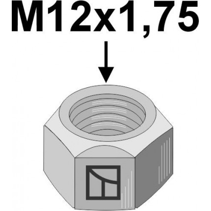 Гайка M12x1,75 - оцинкованная - левая резьба