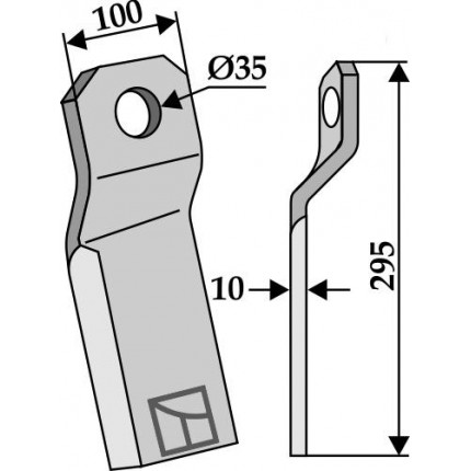 Мульчирующий нож скрученный - короткий - правый