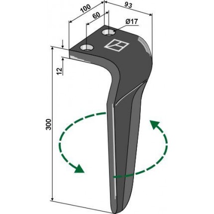 Зуб ротационной бороны, левый