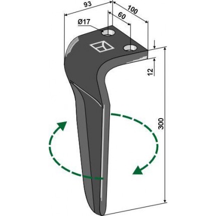 Зуб ротационной бороны, правый