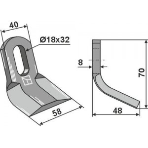 Y-образный нож 70x40мм