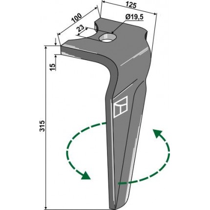 Зуб ротационной бороны, левый