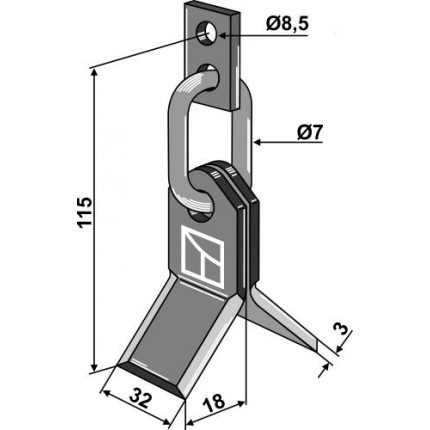 Y-образный нож со звеном и накладкой