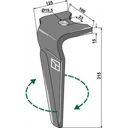 Зуб ротационной бороны, правый