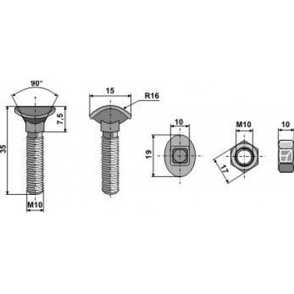 Планетарный болт - M10x35 - 8.8