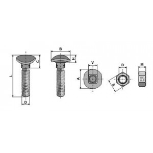 Болт с овальной головкой м 10-12,9
