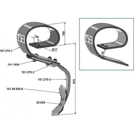 Плоскопружинная стойка в сборе с лапой Doublet Record