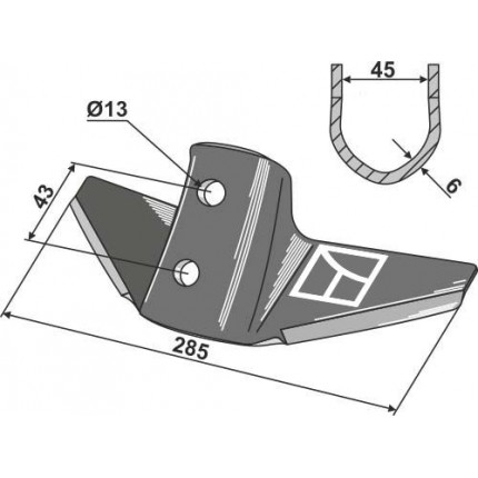 Лапа стрельчатая 285 мм