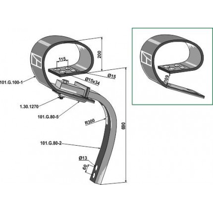 G-образная плоскопружинная стойка