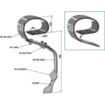 Плоскопружинная стойка в сборе с лапой, система David III