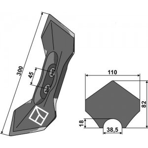 Двухсторонняя сердцевидная лапа 45