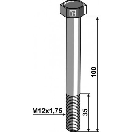 Машинный болт M12 - DIN931 - 12.9