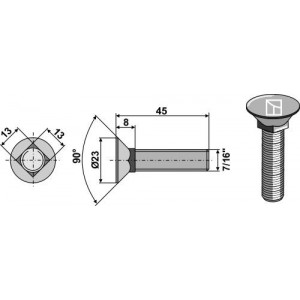 Болт с потайной головкой 7/16