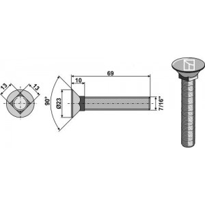 Болт с потайной головкой 7/16