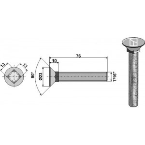 Болт с потайной головкой 7/16
