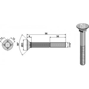 Болт с потайной головкой 7/16