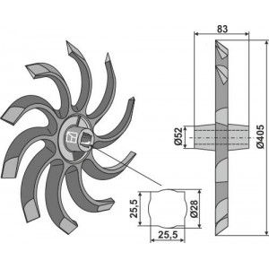 Рыхлительная звёздочка для роторной бороны - правая
