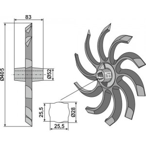 Рыхлительная звёздочка для роторной бороны - левая