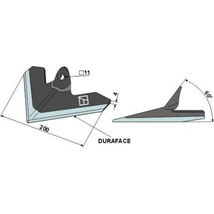 Пропашная лапа 200мм - DURAFACE
