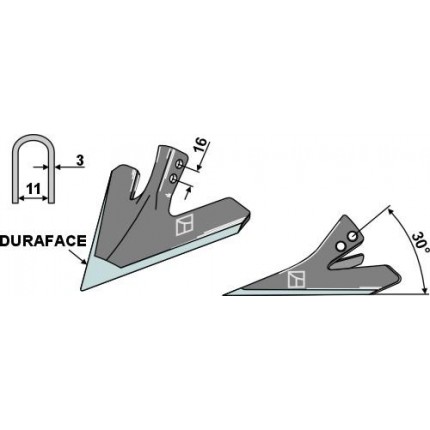 Пропашная лапа 180 мм- DURAFACE