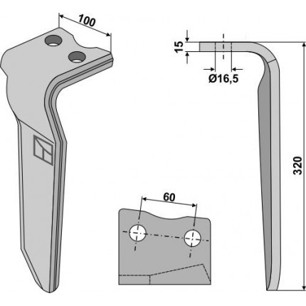 Зуб ротационной бороны, левый
