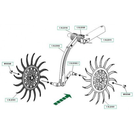Поворотное колесо мотыги в сборе