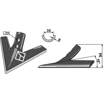 Лапа стрельчатая 250 мм