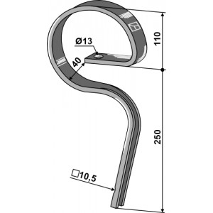 S-образная стойка бороны 32х10 без лапы