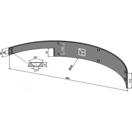 Дефлектор 730мм - правый