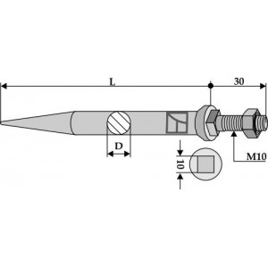 Зубья легкой бороны из борной стали - закаленные
