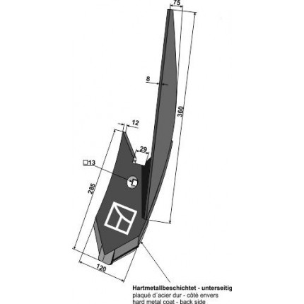 Боковое долото культиватора правое