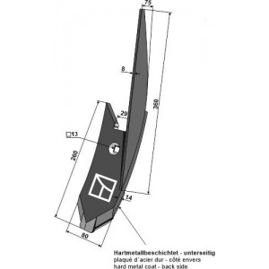 Боковое долото культиватора правое