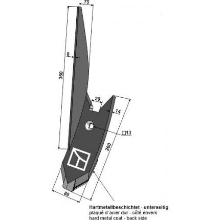 Боковое долото культиватора левое