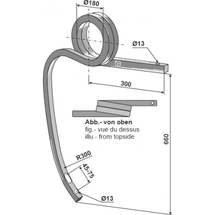 Скрученная стойка тяжелого культиватора правая