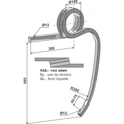 Скрученная стойка тяжелого культиватора левая