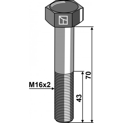 Шестигранный болт M16 без гайки