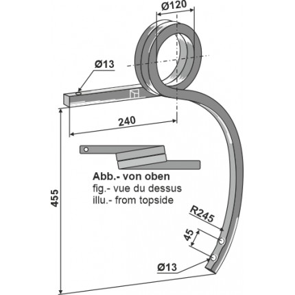 Стойка культиватора левая