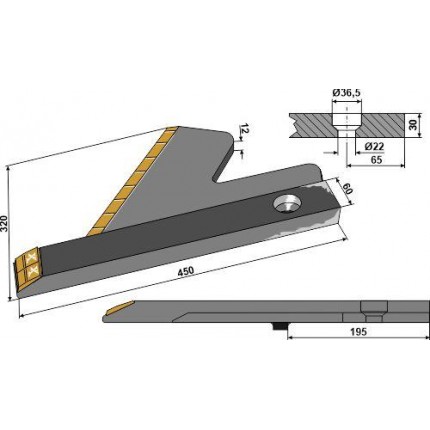 Односторонняя стрельчатая лапа - правая - Карбид