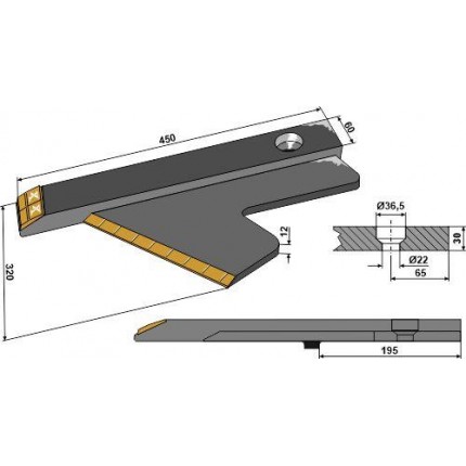 Односторонняя стрельчатая лапа - левая - Карбид