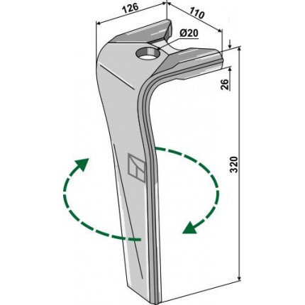 Зуб ротационной бороны правый