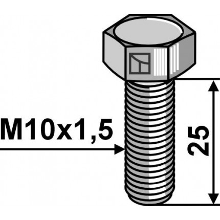 Шестигранный болт M10 без гайки - Оцинкованный