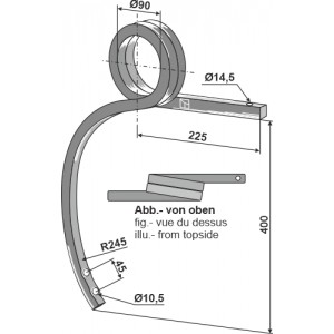 Скрученная стойка тяжелого культиватора, правая