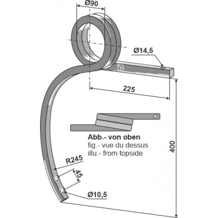 Скрученная стойка тяжелого культиватора, правая