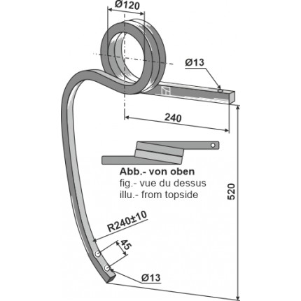 Скрученная стойка тяжелого культиватора, правая