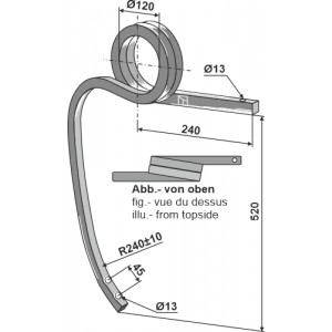 Скрученная стойка тяжелого культиватора, левая